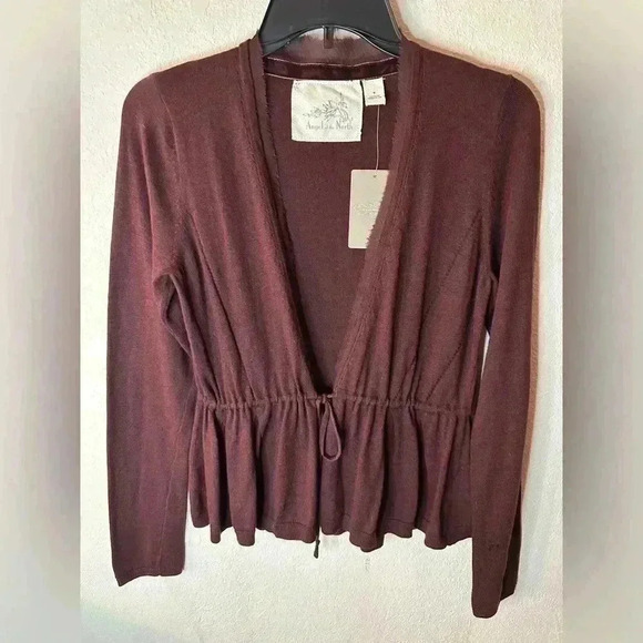Anthropologie Angel of the North maroon tie sweater M NWT - Picture 1 of 5